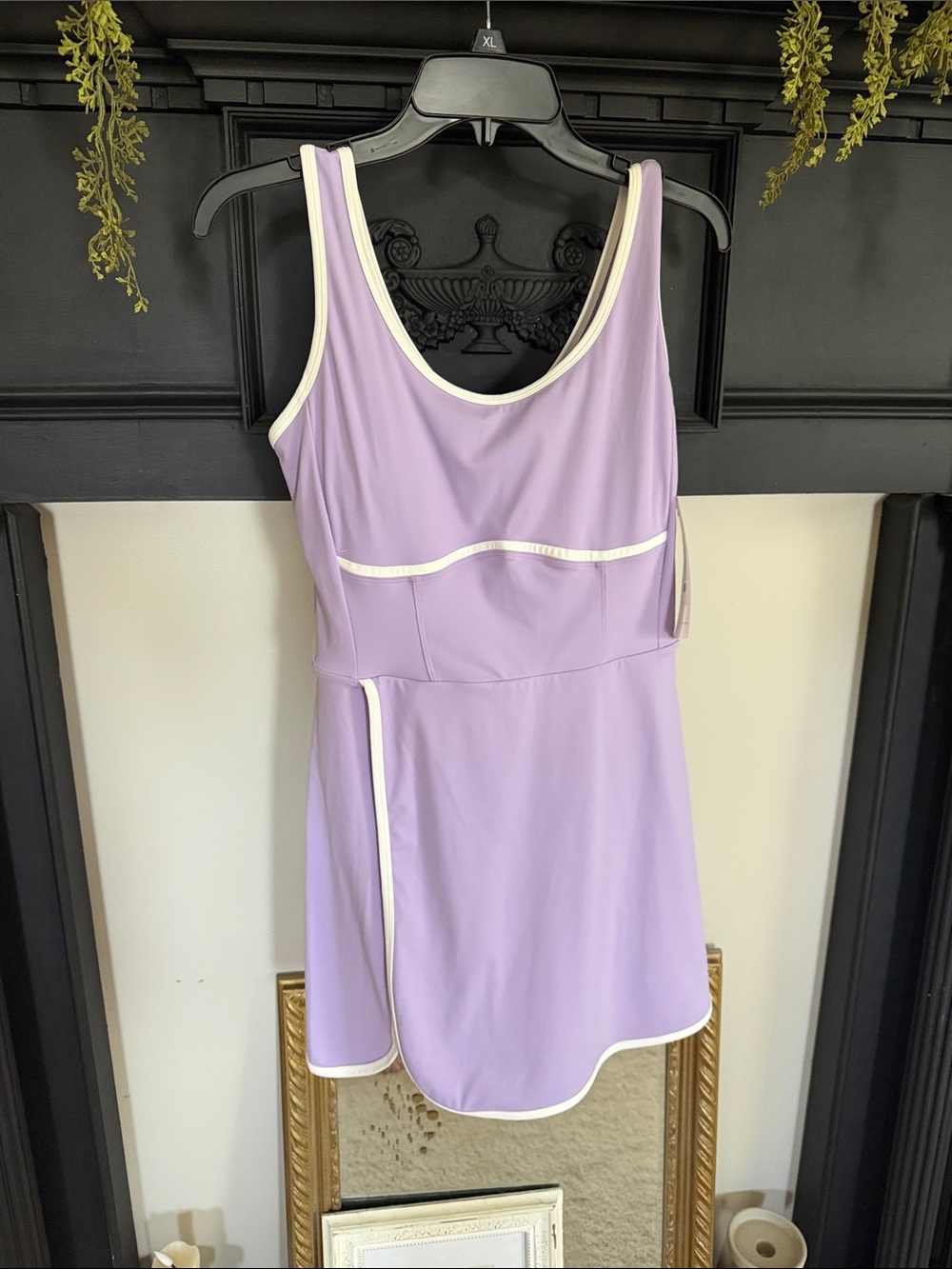 Lilac Tennis Dress with White Trim with built in shorts